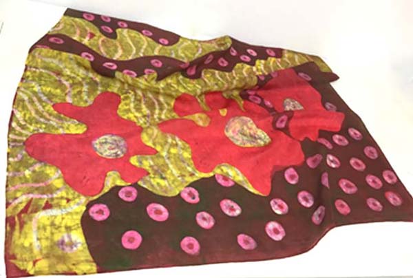 Silk scarf with batik design